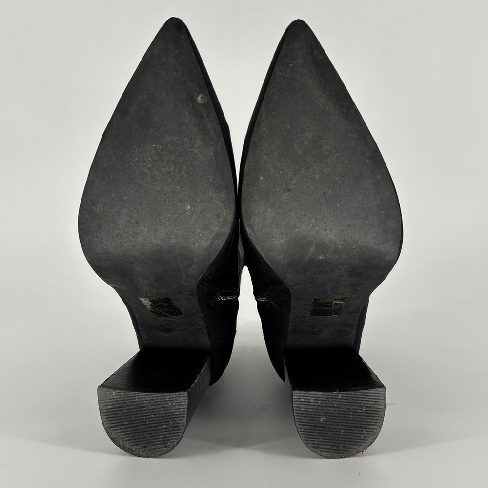 Jeffrey Campbell Raven Bootie Black Women Size 7.5 Fabric Pointed Toe Block Heel - Picture 13 of 14